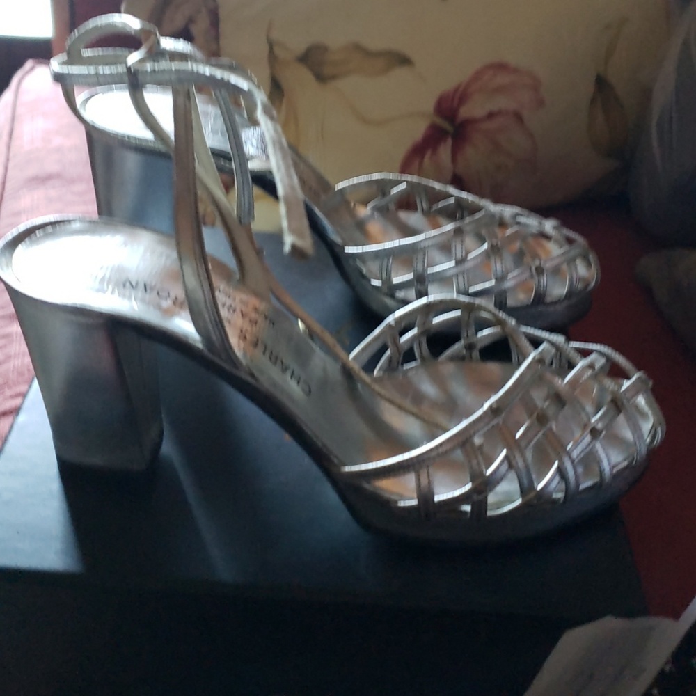 Charles Jourdan  silver platforms